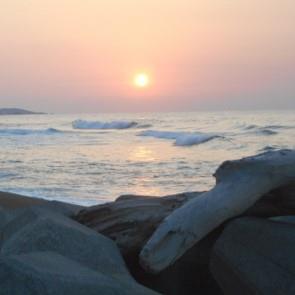 波松海岸の夕日の写真