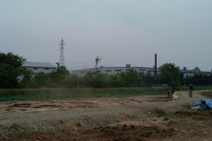 南稲越遺跡ラジコンヘリ空中写真撮影状況