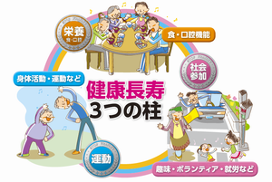 健康長寿3つの柱の説明画像